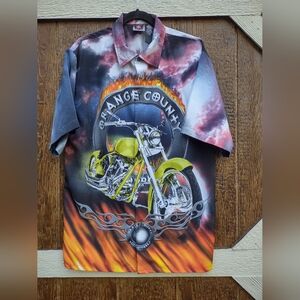 VTG Orange County Choppers Graphic Button Front Shirt Mens L